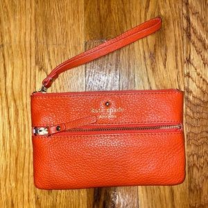 Kate Spade Leather Wristlet, Orange
